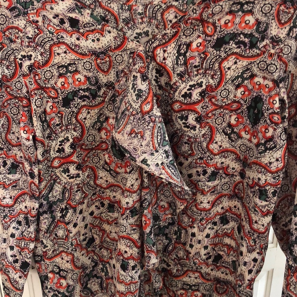 Fall Print Ruffle Back Blouse - Picture 2 of 2